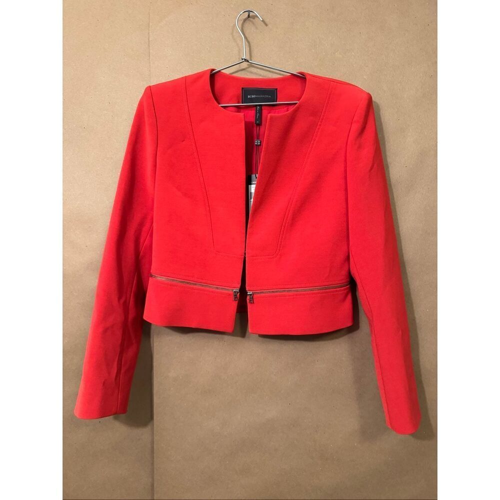 NWT BCBGMaxAzria Red Zipper Blazer *note